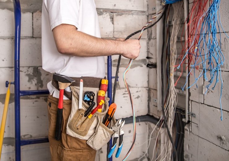 electrician working near board with wires installation connection electrics 169016 5875